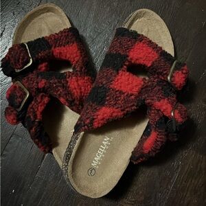 Magellan Outdoors Red and Black Plaid Slippers